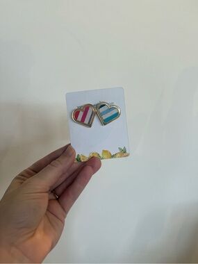 Rainbow Striped Heart Earrings- Bohemian Gemme